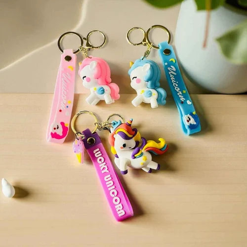 Unicorn Cartoon Keychain 3D Silicone Key Ring For Kids & Teens