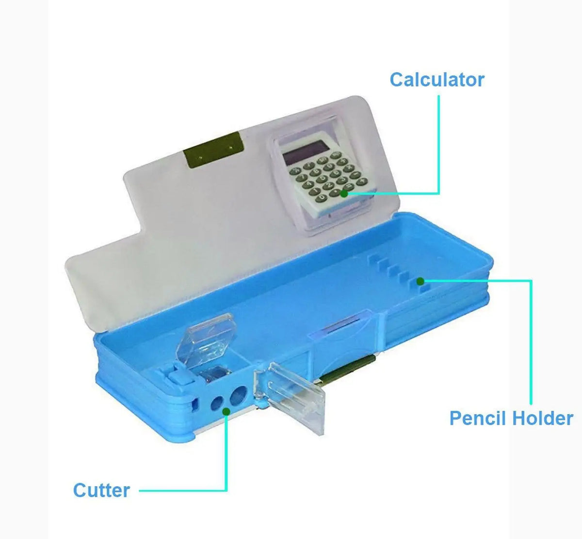 Princess Pencil Storage Box – Plastic Geometry Case with Calculator & Pop-Up Sharpener