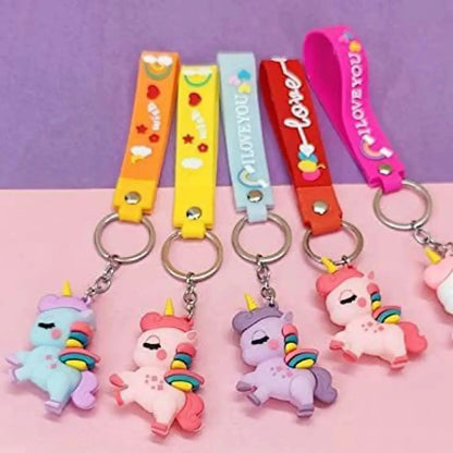 Unicorn Cartoon Keychain 3D Silicone Key Ring For Kids & Teens